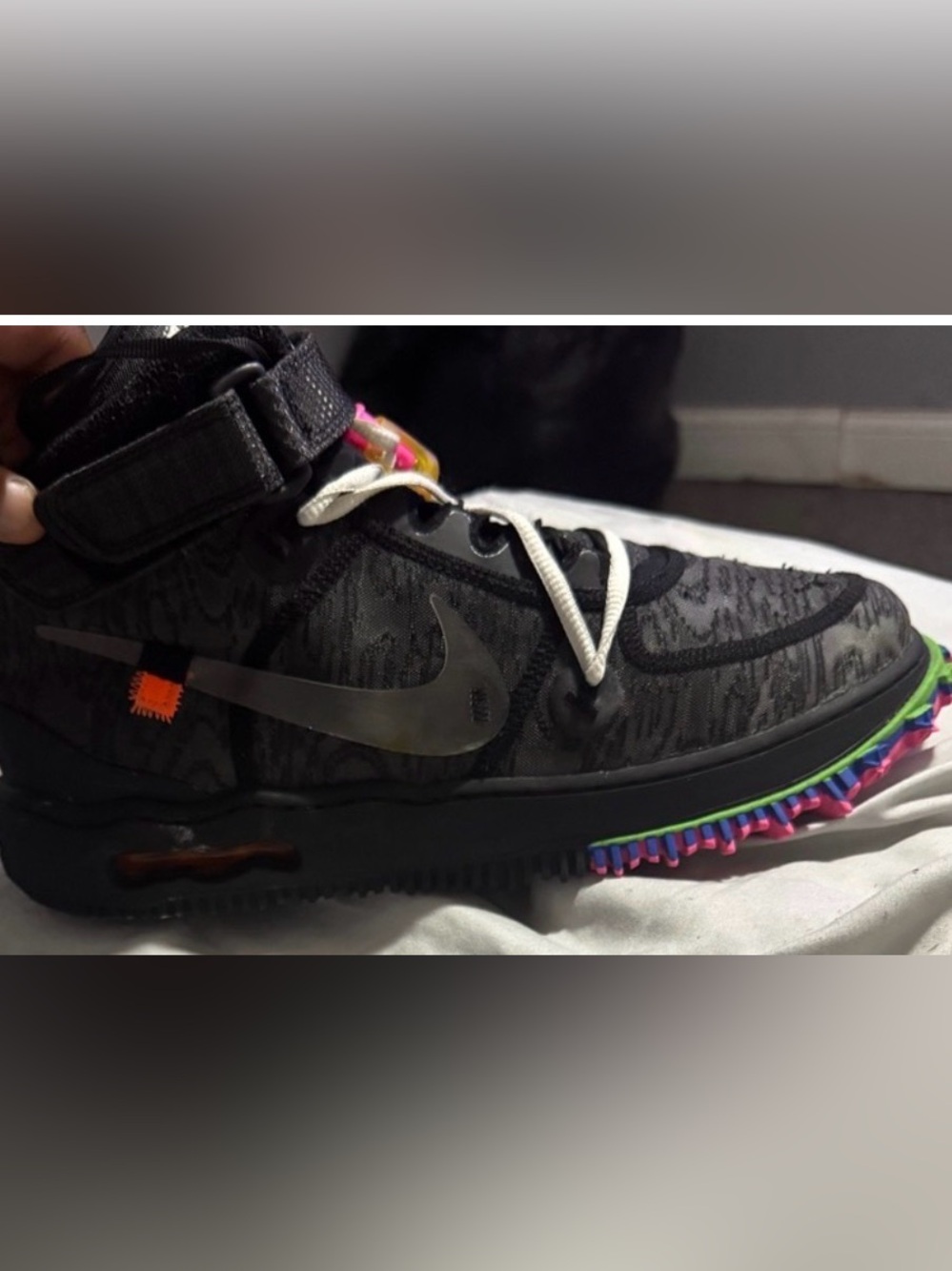 Nike Off-White Black High-Top Sneaker with Multicolor Outsole
